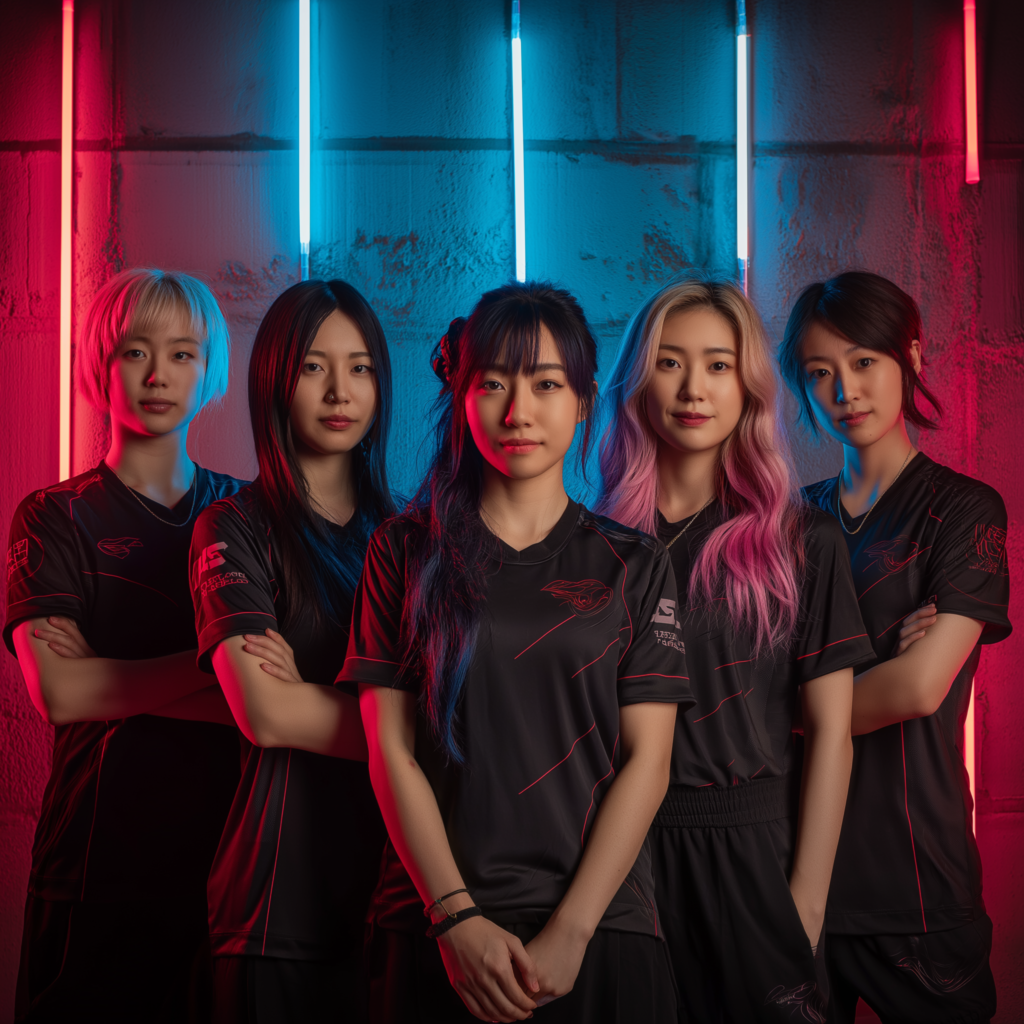 washizu7773 all female japanese esports team group photo neon l 2236fce4 9288 4741 9b84 63b8659e4928
